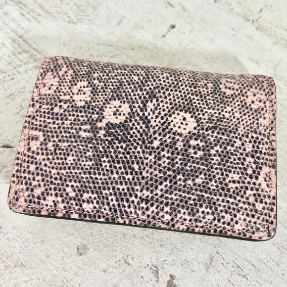 Jimmy Choo Myah Ballet Pink Lizard Print Leather Bi-fold Wallet With Jc Logo - Picture 9 of 11